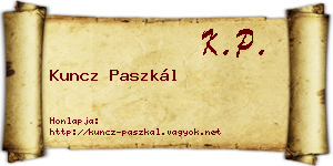 Kuncz Paszkál névjegykártya